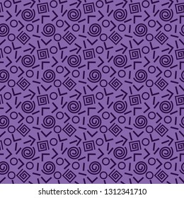 Memphis Swiss style seamless pattern. Flat geometric childlike isolated vector pattern. Bright decorative print design element. Abstract graphic retro minimalistic style texture background template