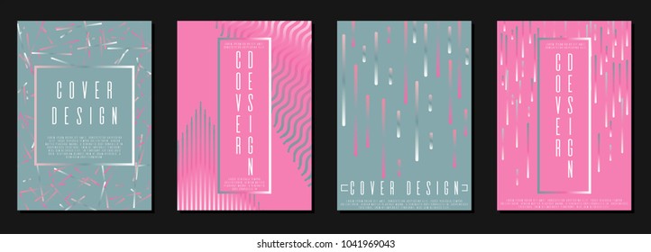 Memphis template design for your business. Set of sheets A4.  Can be used for poster, brochure, magazine, card, book, flyer, banner, anniversary
 Trendy corporate style.