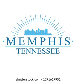 Memphis Tennessee. Banner Design. City Skyline. Silhouette Vector. Famous Monuments.