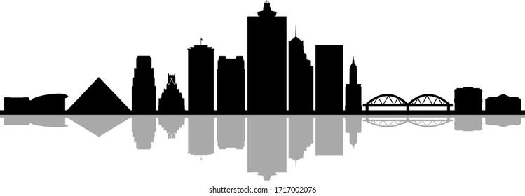 MEMPHIS TENNESSEE City Skyline Silhouette Cityscape Vector