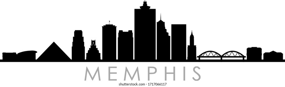 MEMPHIS TENNESSEE City Skyline Silhouette Cityscape Vector