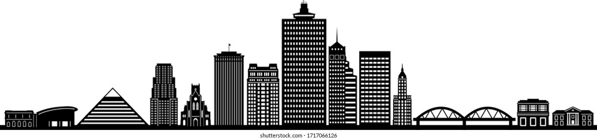 MEMPHIS TENNESSEE City Skyline Silhouette Cityscape Vector