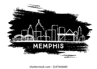 Memphis Tennessee City Skyline Silhouette. Esbozo dibujado a mano. Concepto de viajes de negocios y turismo con arquitectura histórica. Ilustración vectorial. Memphis USA Cityscape con monumentos.