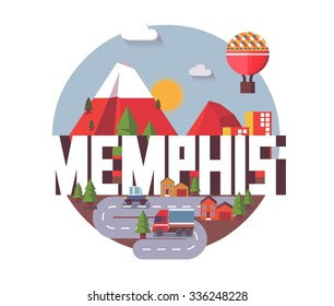 Memphis, tennessee great destination to visit, vector cartoon