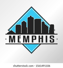 Memphis Tennessee Skyline Logo. Adventure Landscape Design. Vector Illustration Cut File.