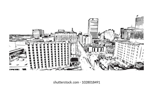 Memphis in Tennessee, USA. Hand drawn sketch illustration in vector.