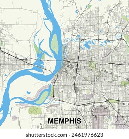 Memphis, Tennessee, USA map poster art