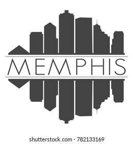 Memphis Tennessee USA Skyline Vector Art Mirror Silhouette Emblematic Buildings 