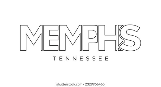 Memphis, Tennessee, diseño de eslóganes tipográficos de EEUU. Logo de Estados Unidos con letras gráficas de ciudades para productos impresos y web.