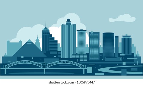 Memphis Tennessee USA urban skyline