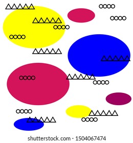 Memphis. Texture. Background. Circles. Geometric background. Triangles. Suitable for background design covers. Decor element