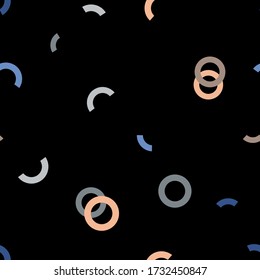 Memphis texture on a black background. Seamless pattern, vector illustration