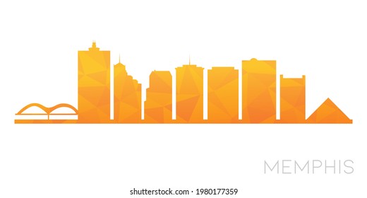 Memphis, TN, Estados Unidos Low Poly Skyline Clip Art City Design. Icono de horizonte gráfico de polígono geométrico. Símbolo de ilustración vectorial.