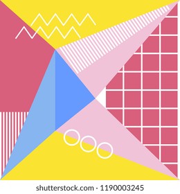Memphis trendy geometric abstract pattern with 90s style colorful background. Good for fashion textile print, wallpaper, and hijab wrapping.