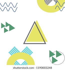 Memphis trendy geometric abstract pattern with 90s style colorful background. Good for fashion textile print, wallpaper, and hijab wrapping.