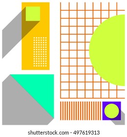 Memphis trendy geometric elements. Retro vintage 80s or 90s fashion style Vector Isolated