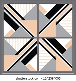 Memphis trendy pattern design with geometric shapes