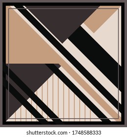 Memphis trendy pattern design with geometric shapes on brown background