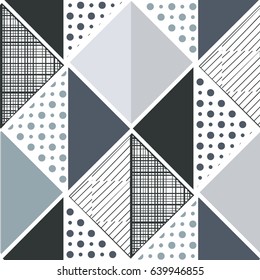 Memphis trendy seamless pattern with geometric shapes. Geometric hipster poster background. Vector illustration stock vector.