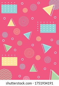 memphis triangle and circles geometric 80s 90s style abstract background vector illustration