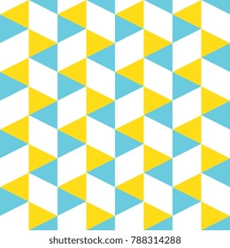 Memphis triangle pattern seamless yellow theme.