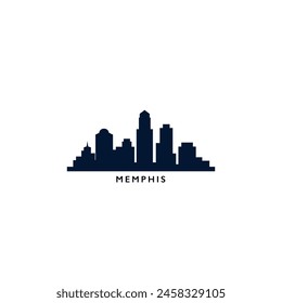 Memphis, EE.UU., logo de la ciudad. Panorama Vector plano US Tennessee state icon, Lugares famosos abstractos, rascacielos, panorama, horizonte. Forma negra sólida de los Estados Unidos de América