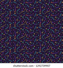 Memphis vector background, bright trendy colours, seamless pattern for your design