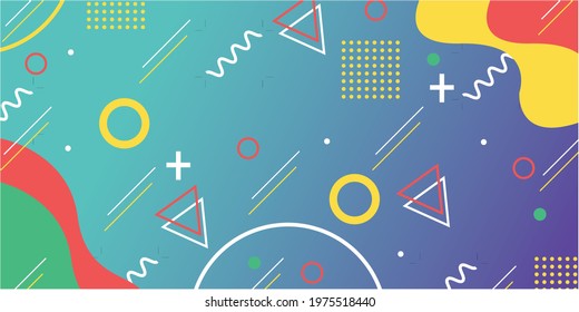 Memphis vector background with geometrical shapes
