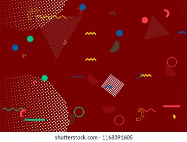 Memphis Vector Design, Simple Seamless Cover, Geometric Design. Trendy Wallpaper Texture Corporate Identity. Vintage Retro Simple Shapes, Motion Memphis Seamless Texture. Cool Minimalist Background