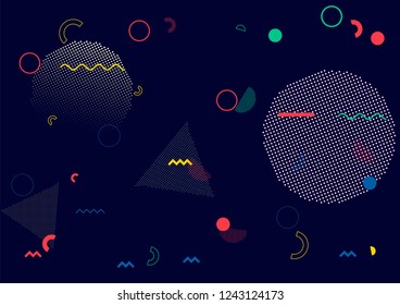 Memphis Vector Design, Simple Seamless Cover, Geometric Design. Bauhaus Elements Poster, Business Background. Hipster Motion Memphis Pattern, Retro Falling Shapes. Geometric Abstract Texture