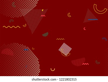 Memphis Vector Seamless Pattern, Geometric Shapes Simple Cover. Trendy Futuristic Texture Business Identity. Vintage Retro Falling Shapes, Motion Memphis Seamless Pattern. Geometric Abstract Texture