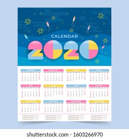 Memphis Wall calendar 2020 year template