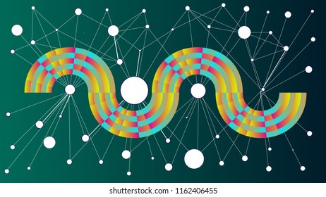 Memphis web texture with colorful geometric and technological elements