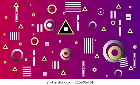 Memphis web texture with colorful geometric and technological elements