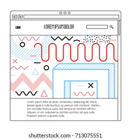 Memphis website template, line art landing page design