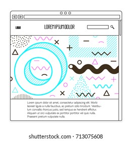 Memphis website template, line art landing page design