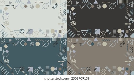 Memphis wide backgrounds frame graphics 4-piece set - modern interior collar -