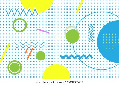 Memphis yang, geometric background, invitation card