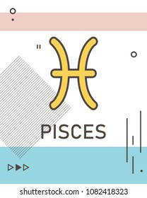 memphis zodiac sign card, illustration in vector format