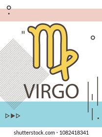 memphis zodiac sign card, illustration in vector format