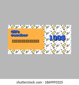 Memphis-style $ 100 voucher.  Empty space for text