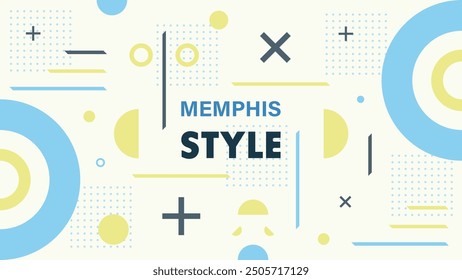 Memphis-style background with various geometric shapes.