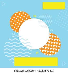Un cartel al estilo Memphis. Círculos con patrones geométricos. Cartel para la promoción, publicidad. Victor, eps10