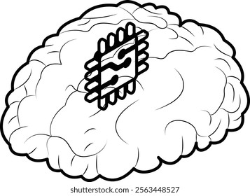 memristors or neuromorphic computing isometric vector, Artificial general intelligence symbol Natural Language Processing sign Machine Deep Learning neural circuitry inspired artificial neuron concept