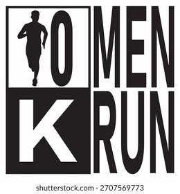 men 10 kilometer run logo design template in black and white vector