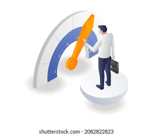 Men Are Accelerating Business Growth In Isometric Illustration