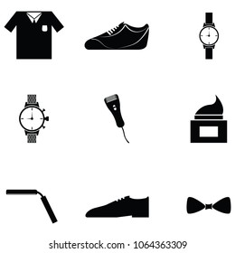 men accessories icon set