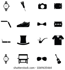 men accessories icon set