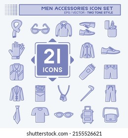 Conjunto de iconos Accesorios para hombres. adecuado para el símbolo educativo. estilo de dos tonos. diseño simple editable. vector de plantilla de diseño. ilustración de símbolo simple