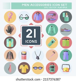 Conjunto de iconos Accesorios para hombres. adecuado para el símbolo educativo. estilo plano. diseño simple editable. vector de plantilla de diseño. ilustración de símbolo simple